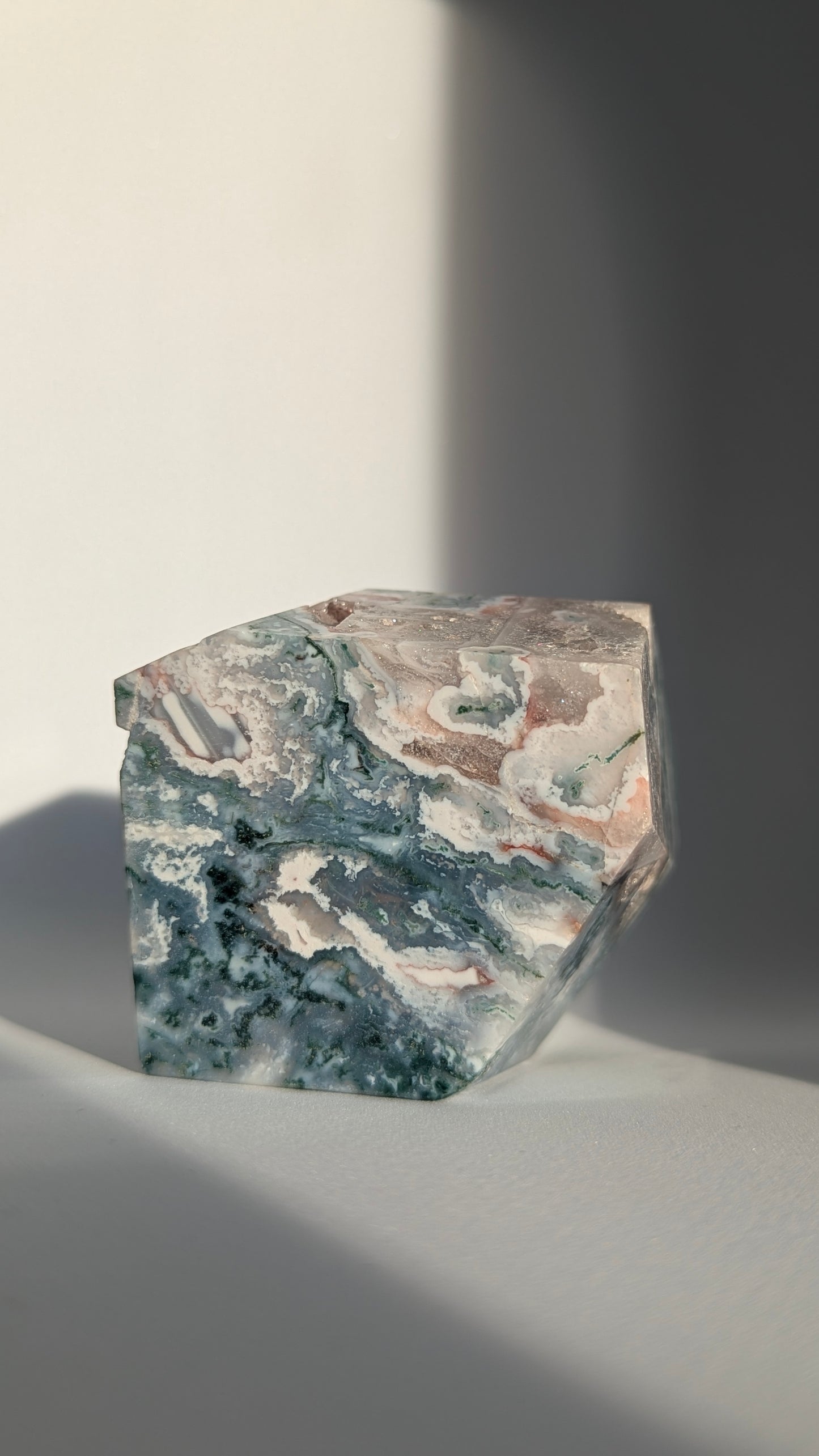 Moss Agate with Pink Quartz