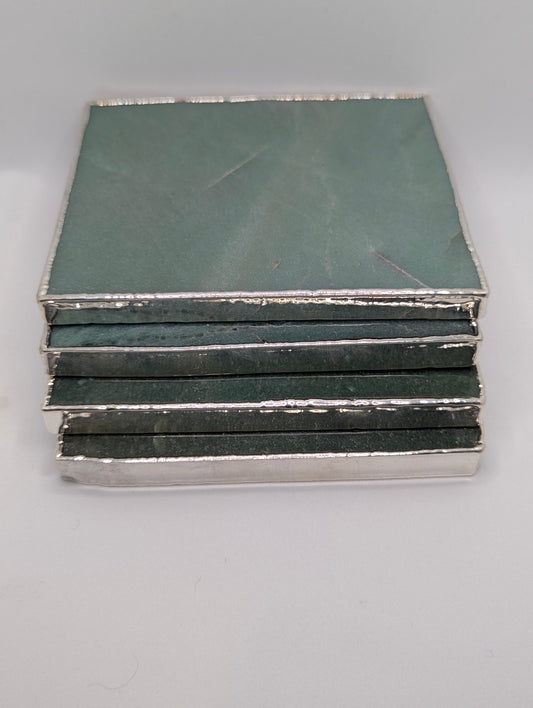 Aventurine and silver Coasters (set of 4)